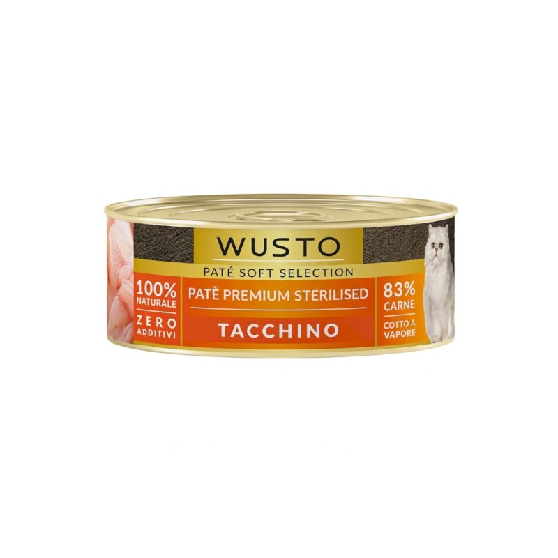 WUSTO CAT PATÈ SOFT STERILISED TACCHINO 85GR