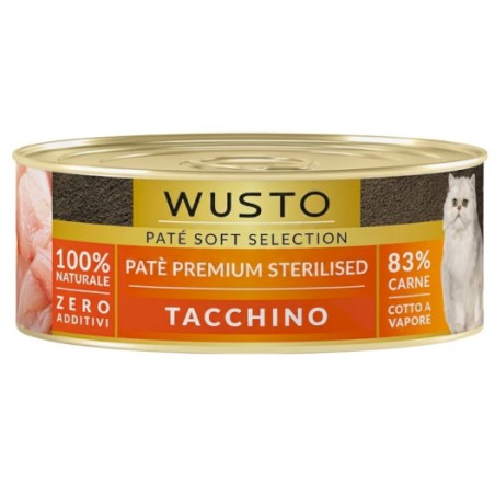 WUSTO CAT PATÈ SOFT STERILISED TACCHINO 85GR