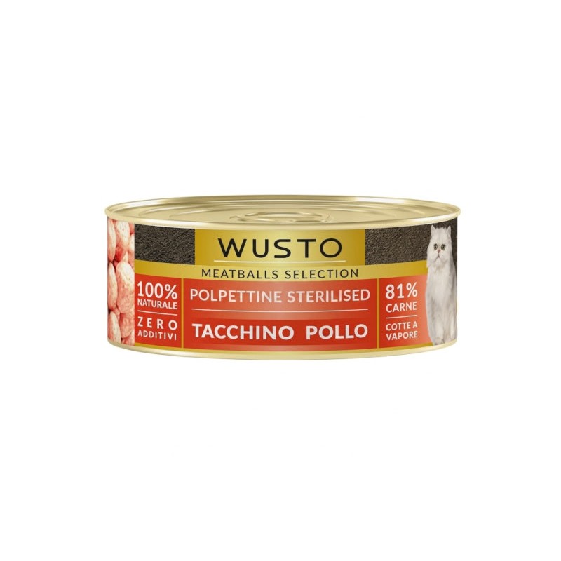 WUSTO CAT POLPETTINE STERILISED TACCHINO 85GR