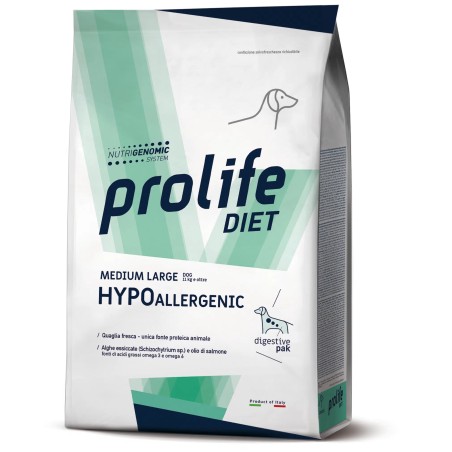 PROLIFE PROLIFE..VETERINARY DIET DOG HYPOALLERGENIC SENSITIV MEDIUM-LARGE KG.8 **spedizione gratis**