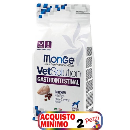 MONGE MONGE VETSOLUTION CANE GASTROINTESTINAL ADULT KG.12**acquisto minimo 2 sacchi*prezzo riferito alla singola confezione*