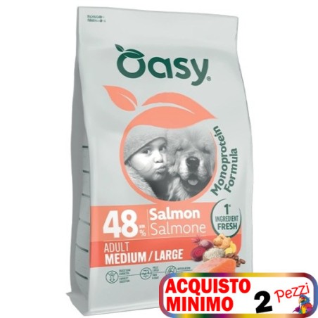 OASY OASY DOG ADULT MEDIUM-LARGE SALMONE MONOPROTEICO KG.10 **acquisto minimo 2 sacchi**