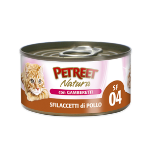 PETREET NATURA SFILACCETTI DI POLLO CON GAMBERETTI GR.70