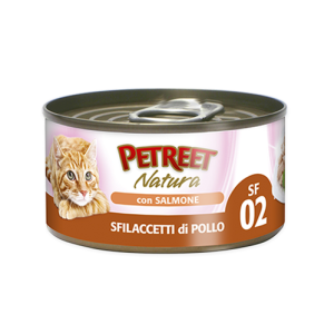 PETREET NATURA SFILACCETTI DI POLLO CON SALMONE GR.70