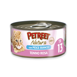 PETREET NATURA TONNO ROSA CON PESCE BIANCO GR.70