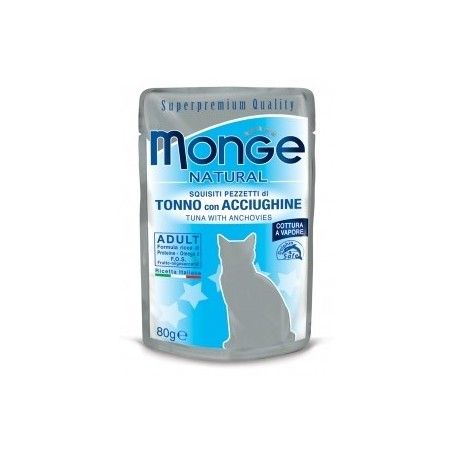 MONGE BUSTE NATURALI SQUISITI PEZZETTI DI TONNO CON ACCIUGHINE 80GR