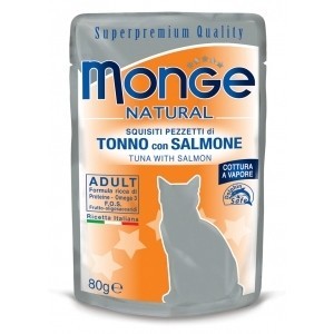 ***NON DISPONIBILE***MONGE BUSTE NATURALI SQUISITI PEZZETTI DI TONNO CON SALMONE 80GR