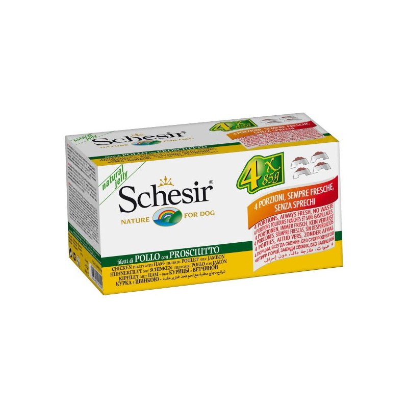 SCHESIR DOG 4X85 GR POLLO PROSCIUTTO