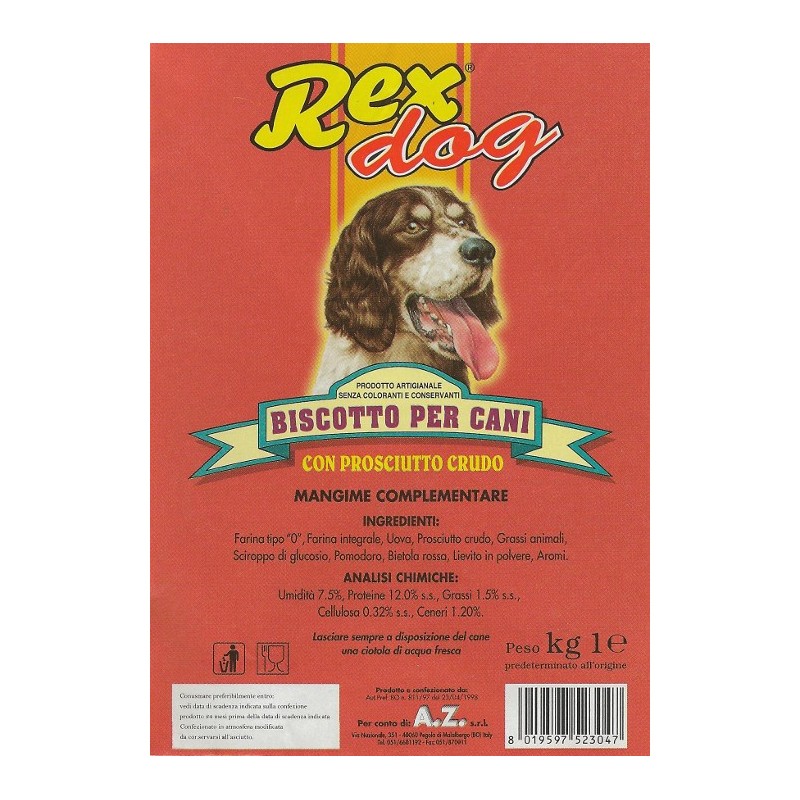 REX BISCOTTI PER CANI CON PROSCIUTTO CRUDO KG.1
