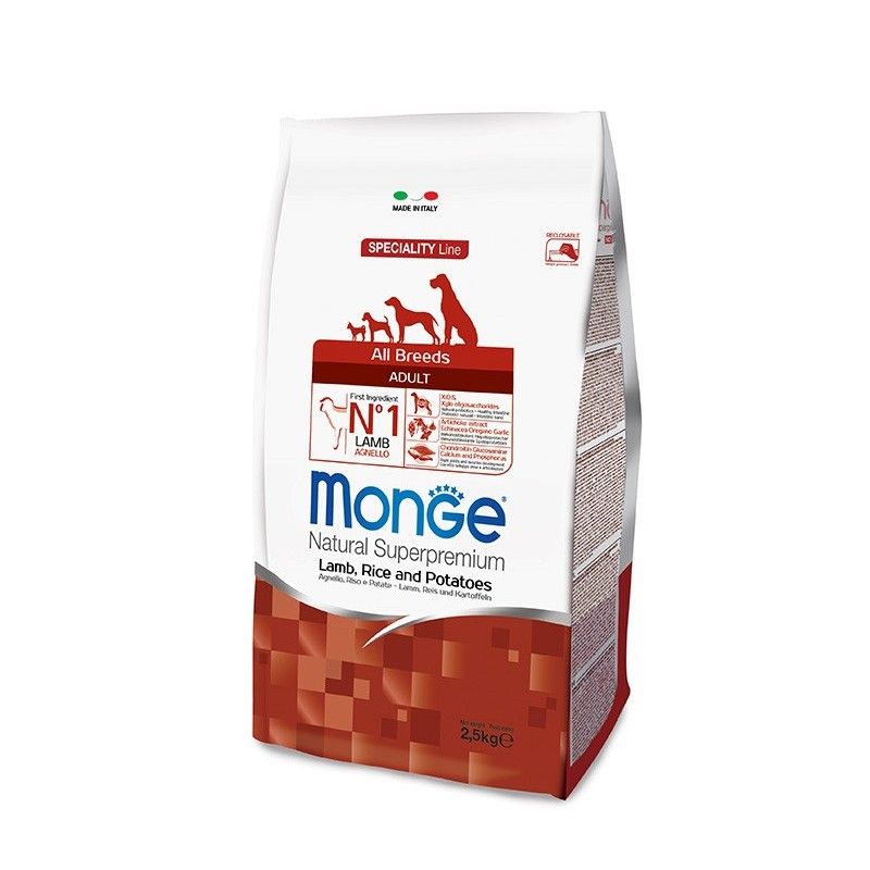MONGE ALL BREEDS ADULT AGNELLO RISO PATATE KG.2,5