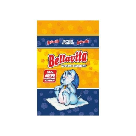 BELLAVITA TAPPETINI ASSORBENTI CM.60X60 DA 30 PEZZI CON ADESIVI