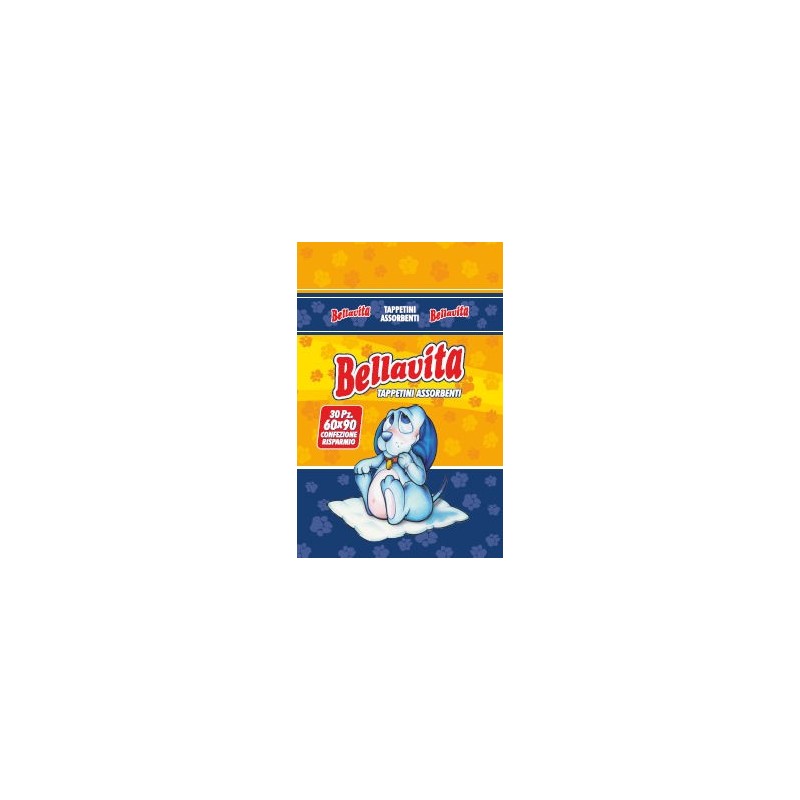 BELLAVITA TAPPETINI ASSORBENTI CM.60X90  DA 30 PEZZI CON ADESIVI