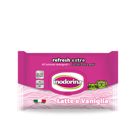 INODORINA SALVIETTE REFRESH EXTRA LATTE E VANIGLIA 40 PEZZI