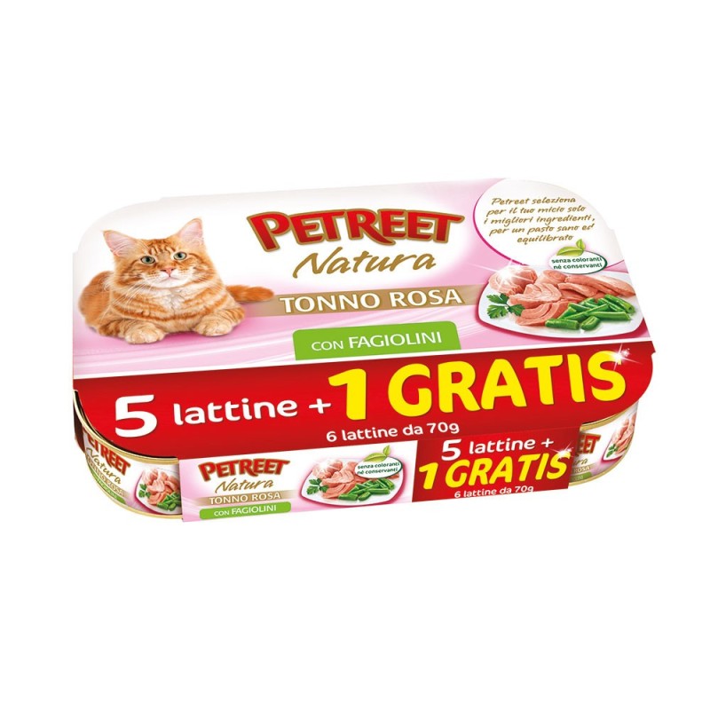 PETREET TONNO ROSA FAGIOLINI GR.70 5 LATTINE + 1 GRATIS  