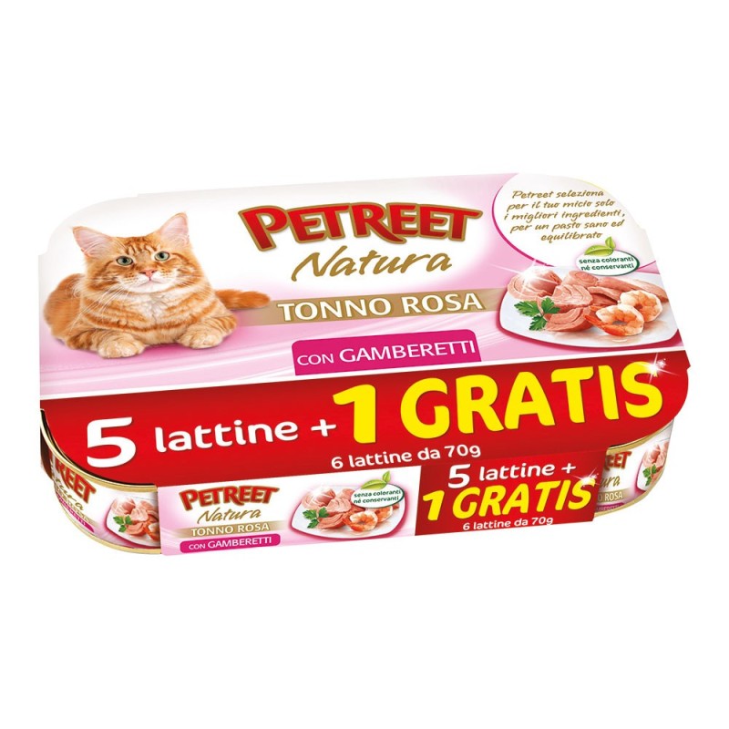 PETREET TONNO ROSA GAMBERETTI GR.70 5 LATTINE + 1 GRATIS 