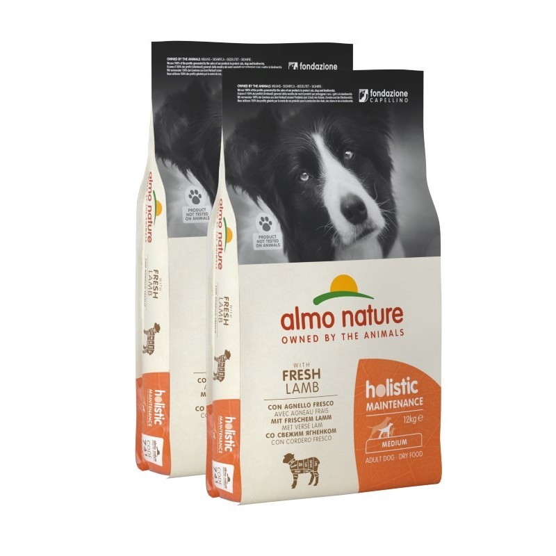 ALMO NATURE HOLISTIC CROQUETTES CANE ADULTO MEDIUM GUSTO AGNELLO E RISO 12Kg *acquisto minimo 2 sacchi*prezzo riferito alla sing