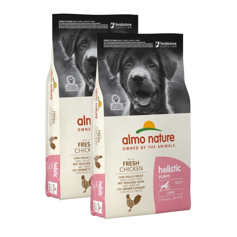 ALMO NATURE HOLISTIC CROQUETTES CANE PUPPY LARGE POLLO E RISO 12Kg *acquisto minimo 2 sacchi*prezzo riferito alla singola confez