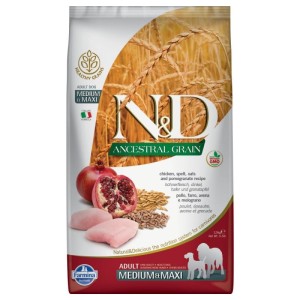 FARMINA N&D ANCESTRAL LOW GRAIN ADULT MEDIUM/MAXI  POLLO E MELOGRANO KG.12 ***SPEDIZIONE GRATIS***