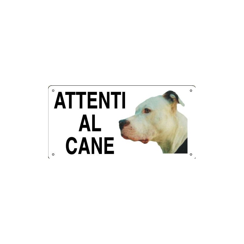 CARTELLO ATTENTI AL CANE ALLUMINIO PITBULL