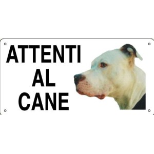 CARTELLO ATTENTI AL CANE ALLUMINIO PITBULL