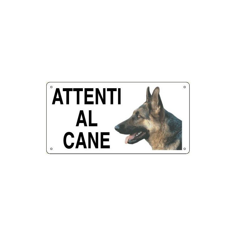 CARTELLO ATTENTI AL CANE ALLUMINIO PASTORE TEDESCO