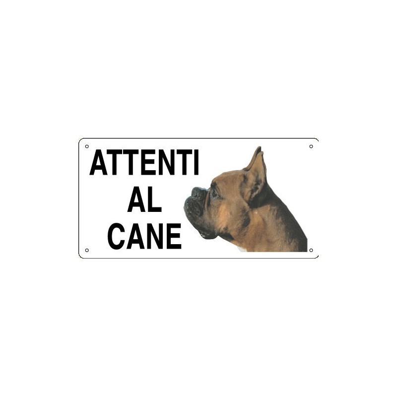 CARTELLO ATTENTI AL CANE ALLUMINIO BOXER