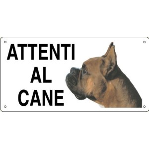 CARTELLO ATTENTI AL CANE ALLUMINIO BOXER