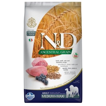 FARMINA N&D ANCESTRAL LOW GRAIN ADULT MEDIUM/MAXI AGNELLO E MIRTILLO KG.12 ****SPEDIZIONE GRATIS***
