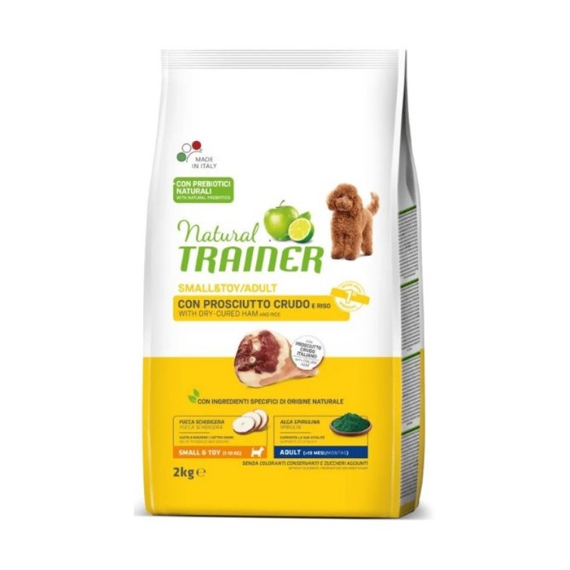 TRAINER NATURAL ADULT SMALL&TOY CON PROSCIUTTO CRUDO E RISO KG.2 