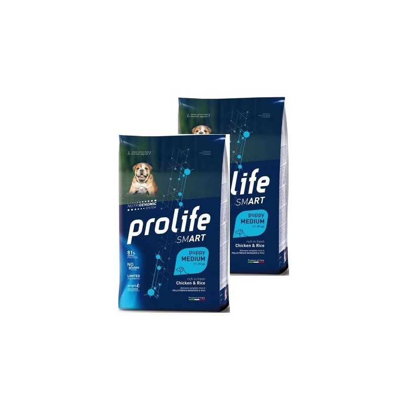 PROLIFE..DOG PUPPY MEDIUM 10KG *acquisto minimo 2 sacchi*prezzo riferito alla singola confezione*