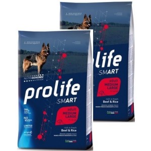 PROLIFE..DOG ADULT BEEF&RICE MEDIUM/ LARGE KG.12 **acquisto minimo 2 sacchi*prezzo riferito alla singola confezione*