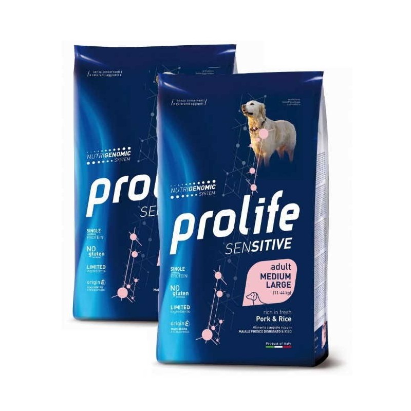 PROLIFE..DOG SENS.PORK&RICE KG.10 **acquisto minimo 2 sacchi*prezzo riferito alla singola confezione*