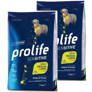 PROLIFE..DOG SENS.RABBIT & POTATO MEDIUM/LARGE KG.10 **acquisto minimo 2 sacchi*prezzo riferito alla singola confezione*