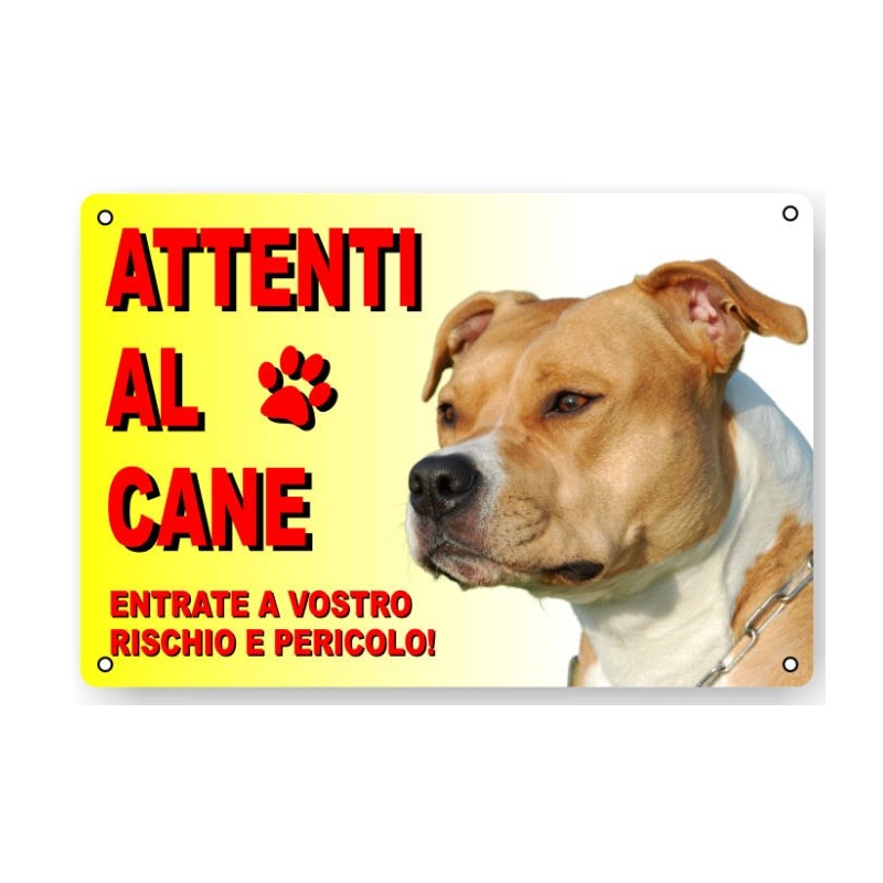 CARTELLO ATTENTI AL CANE IN PLASTICA "PITBULL" 
