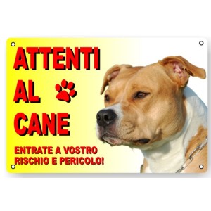 CARTELLO ATTENTI AL CANE IN PLASTICA "PITBULL" 