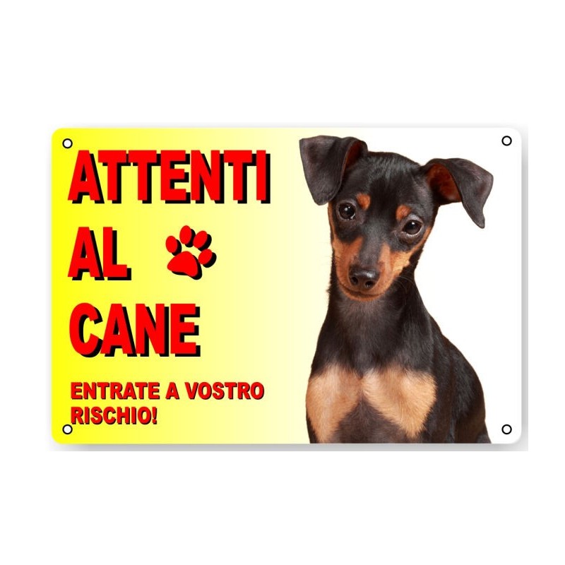 CARTELLO ATTENTI AL CANE IN PLASTICA "PINCHER"