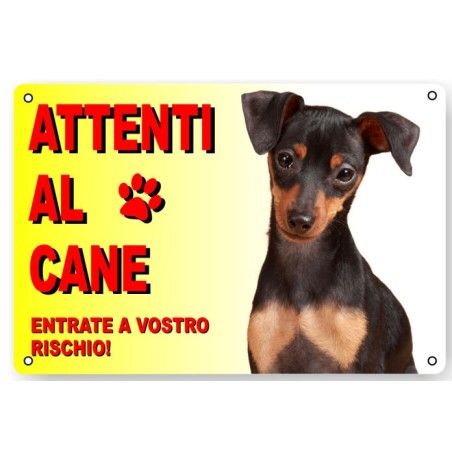 CARTELLO ATTENTI AL CANE IN PLASTICA "PINCHER"