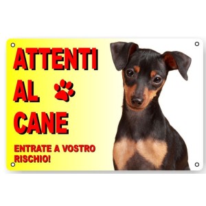 CARTELLO ATTENTI AL CANE IN PLASTICA "PINCHER"