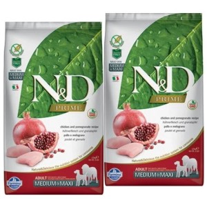FARMINA N&D PRIME ADULT MEDIUM/MAXI POLLO E MELOGRANO KG.12**acquisto minimo 2sacchi*prezzo riferito alla singola confezione*