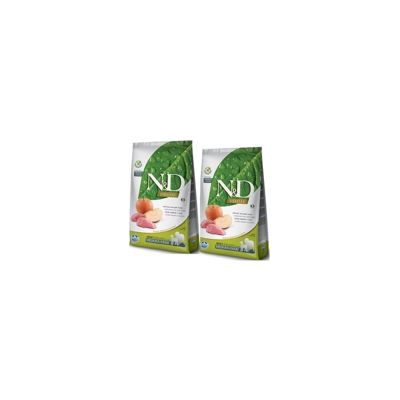 FARMINA N&D PRIME ADULT MEDIUM/ MAXI CINGHIALE E MELA KG.12**acquisto minimo 2sacchi*prezzo riferito alla singola confezione*