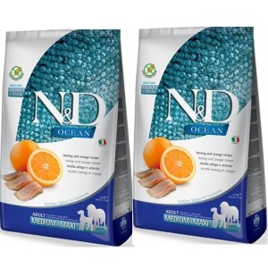 FARMINA N&D OCEAN ADULT MEDIUM/ MAXI ARINGA E ARANCIA KG.12**acquisto minimo 2 sacchi*prezzo riferito alla singola confezione*