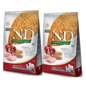 FARMINA N&D ANCESTRAL LOW GRAIN SENIOR MEDIUM/MAXI POLLO E MELOGRANO KG.12**acquisto minimo 2sacchi*prezzo riferito alla singola
