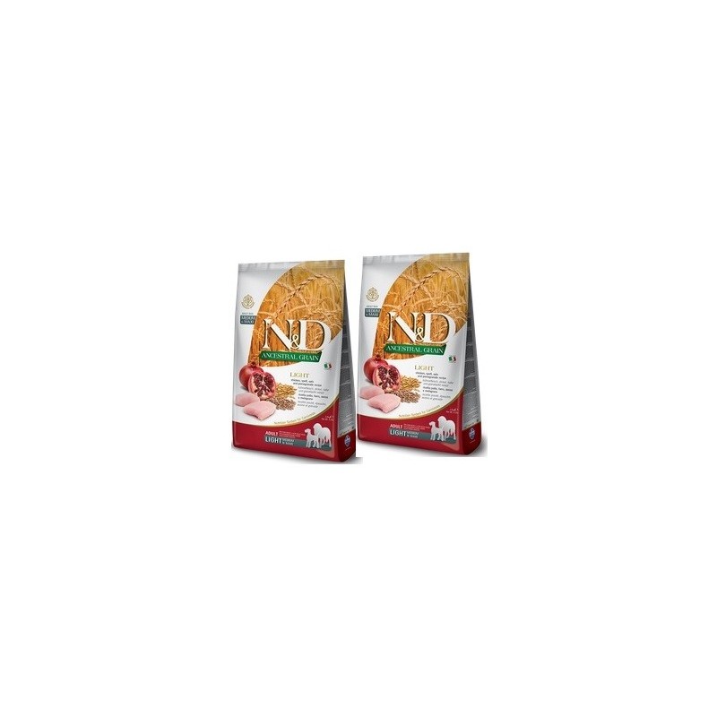 FARMINA N&D ANCESTRAL LOW GRAIN LIGHT MEDIUM/MAXI POLLO E MELOGRANO KG.12**acquisto minimo 2sacchi*prezzo riferito alla singola 