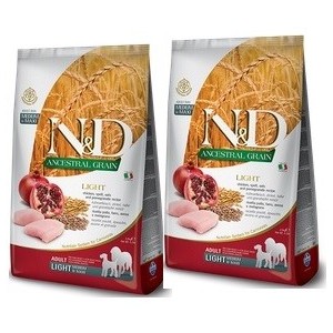 FARMINA N&D ANCESTRAL LOW GRAIN LIGHT MEDIUM/MAXI POLLO E MELOGRANO KG.12**acquisto minimo 2sacchi*prezzo riferito alla singola 