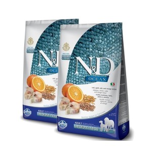 FARMINA N&D OCEAN ANCESTRAL  ADULT MEDIUM MAXI MERLUZZO E ARANCIA KG.12**acquisto minimo 2sacchi*prezzo riferito alla singola co