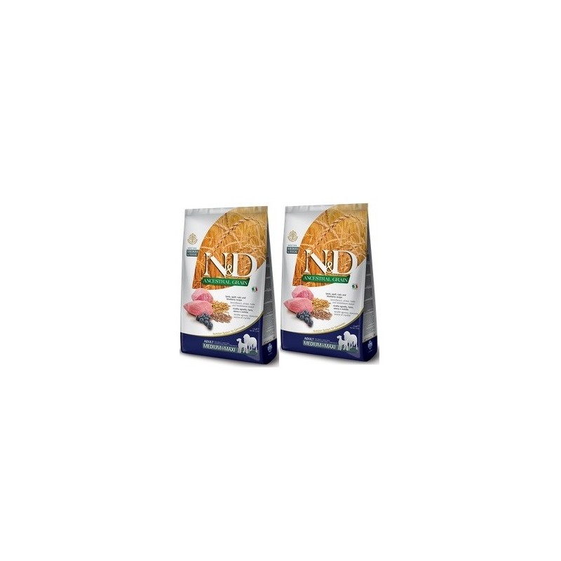 FARMINA N&D ANCESTRAL LOW GRAIN ADULT MEDIUM/MAXI AGNELLO E MIRTILLO KG.12**acquisto minimo 2sacchi*prezzo riferito alla singola