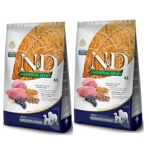 FARMINA N&D ANCESTRAL LOW GRAIN ADULT MEDIUM/MAXI AGNELLO E MIRTILLO KG.12**acquisto minimo 2sacchi*prezzo riferito alla singola