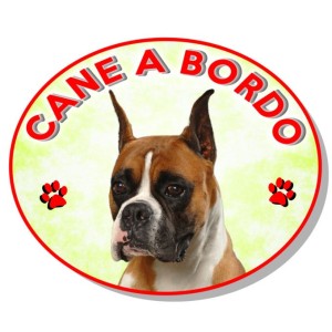 ADESIVO "CANE A BORDO" BOXER