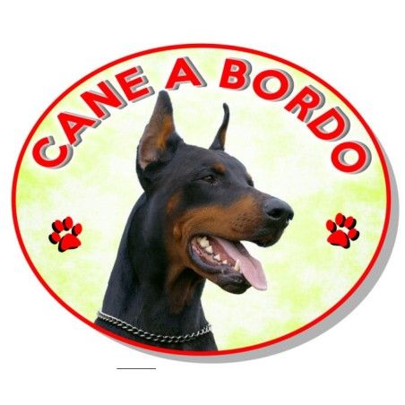 ADESIVO "CANE A BORDO" DOBERMANN