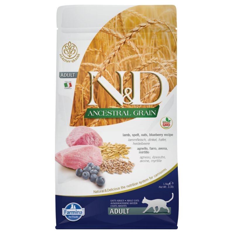 FARMINA N&D CAT ANCESTRAL GRAIN ADULT AGNELLO E MIRTILLO 5KG